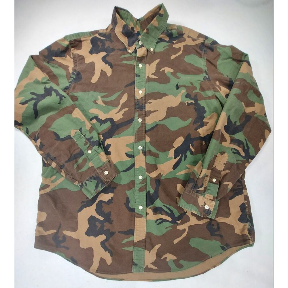 Polo Ralph Lauren Mens Long Sleeve Camo Oxford Button Down Shirt Size XXLarge